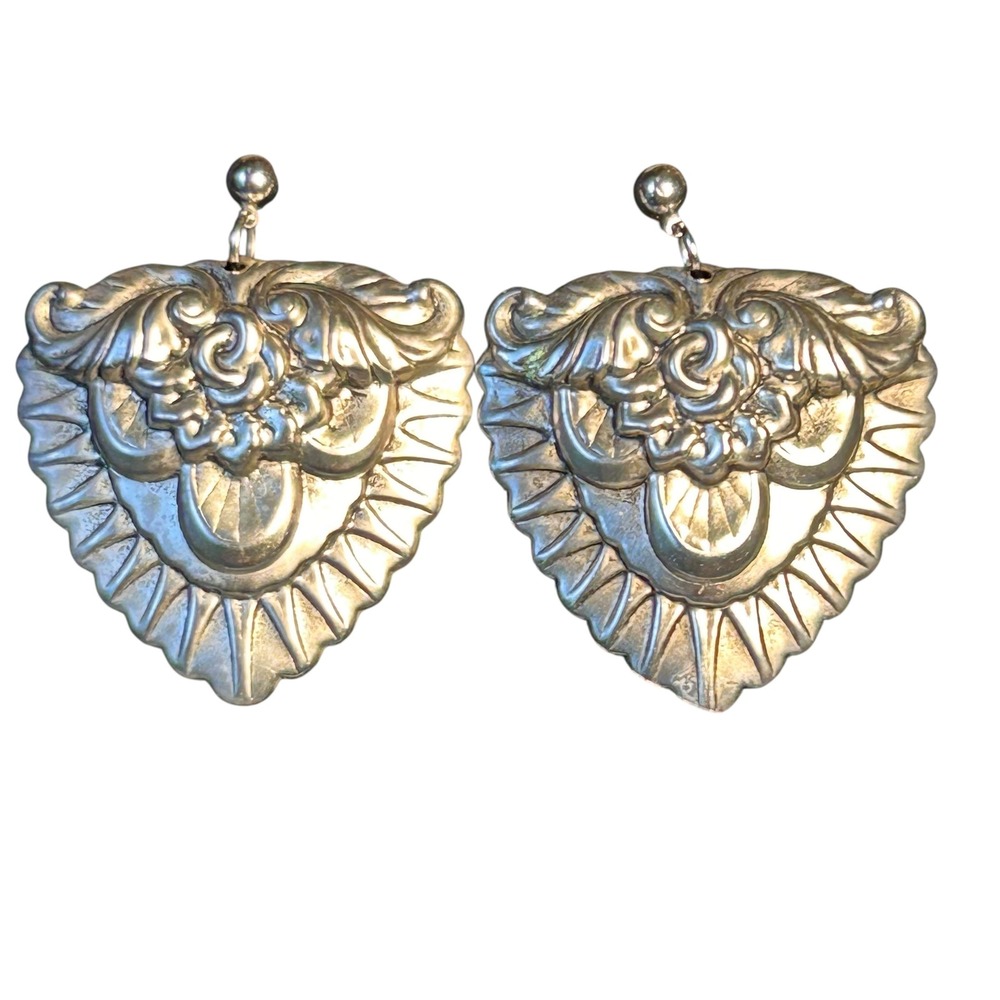 Statement Earrings Silver Tone Floral Dangle Design Fashion Jewelry Women